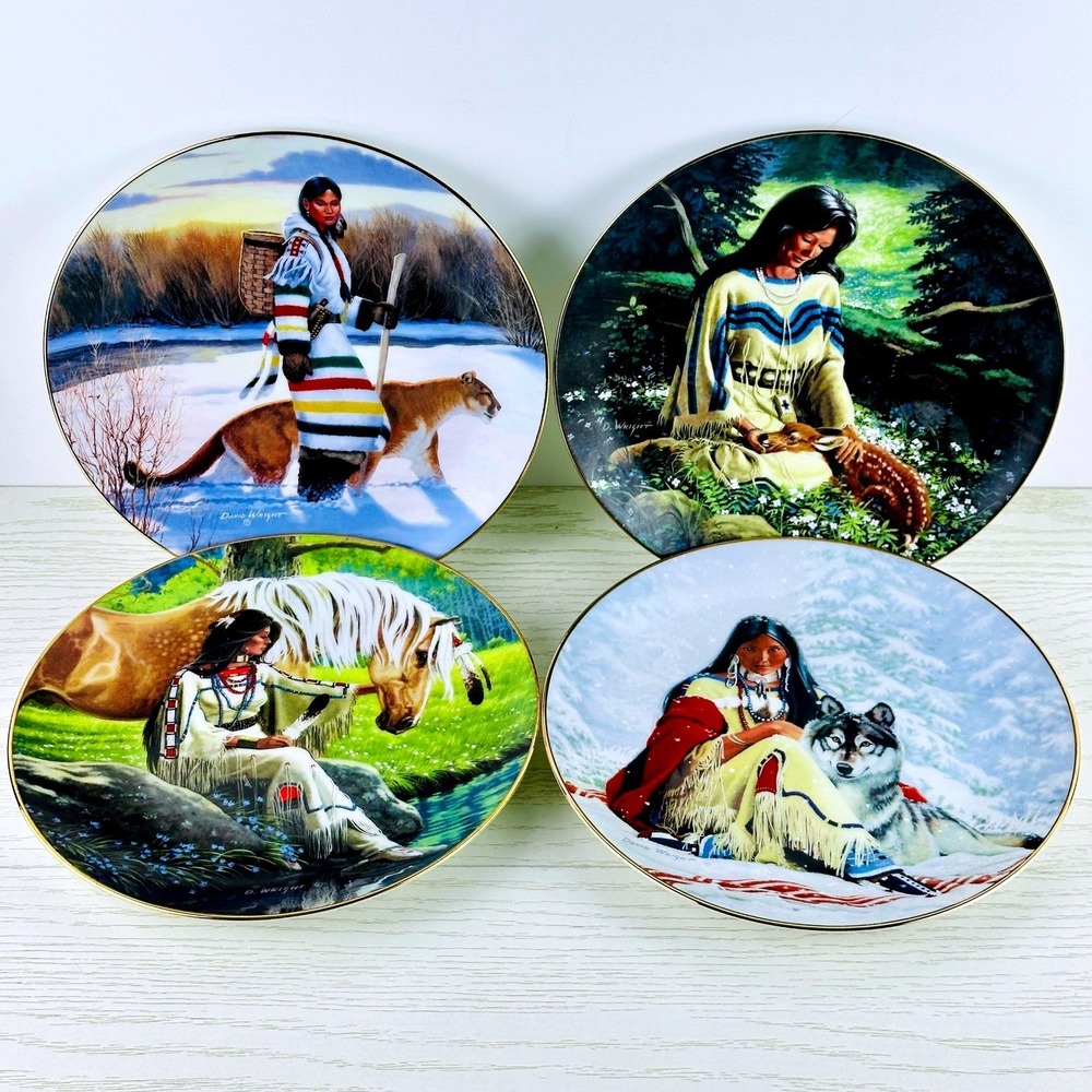 Hamilton Collection David Wright Native American Princesses Plates Set of 4‎